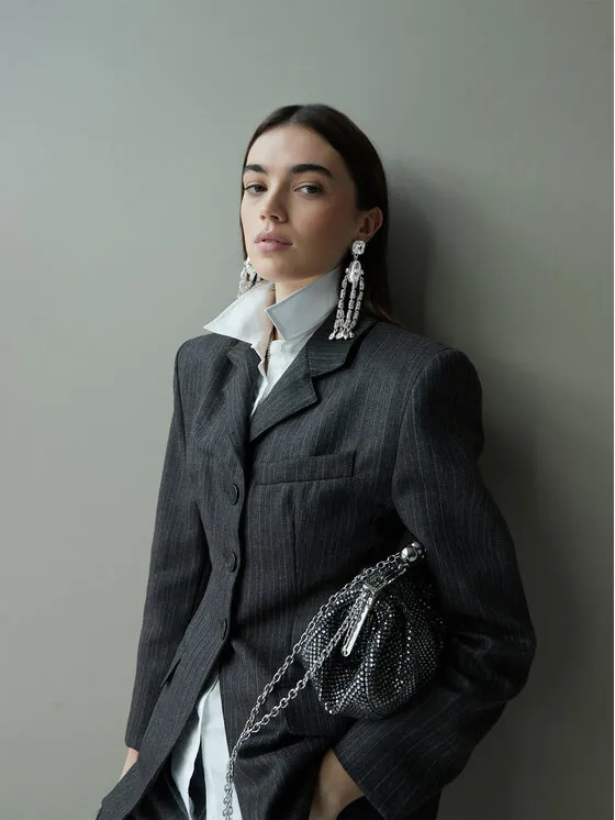 Σκουλαρίκια με κλιπ · Ασημί · Μέταλλο, Γυαλί