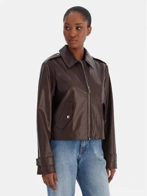 Μπουφάν από απομίμηση δέρματος · Καφέ