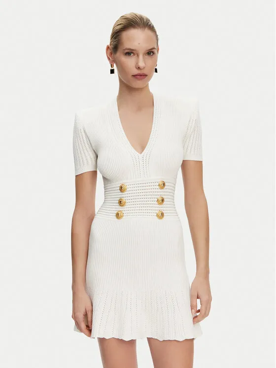 Balmain Φόρεμα υφασμάτινο · Λευκό · Mini