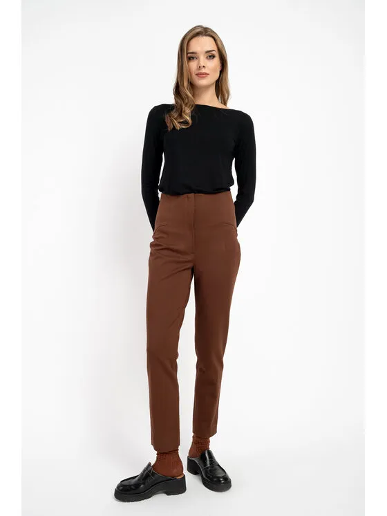 CLICK Παντελόνι υφασμάτινο · Καφέ · Regular Fit