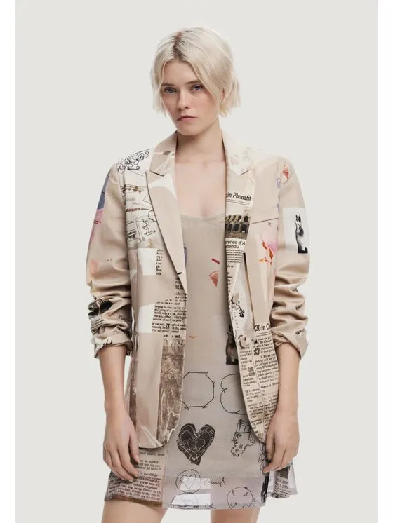 Desigual Μπουφάν γυναικείο · Μπεζ · Regular Fit