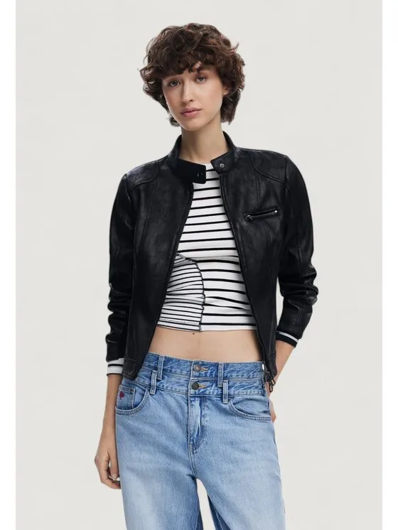 Μπουφάν δερμάτινο · Μαύρο