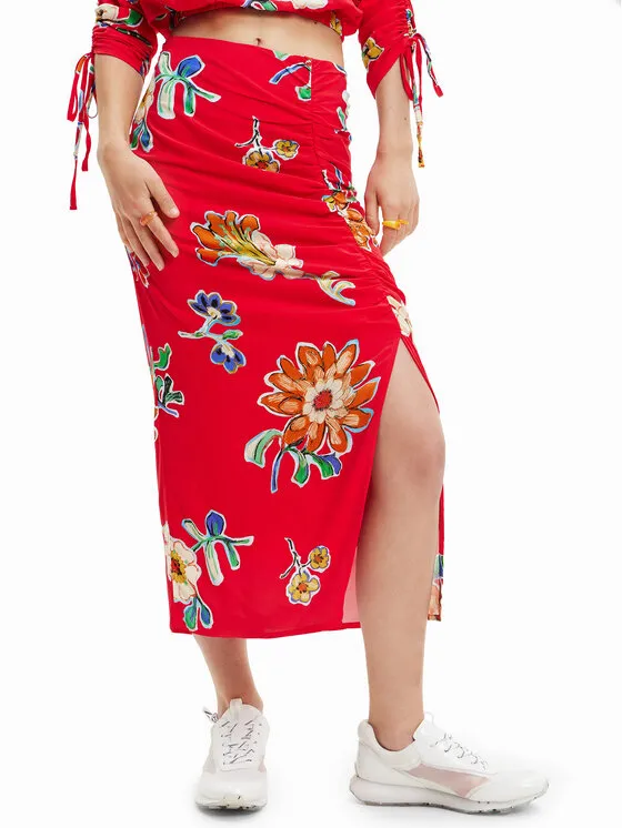 Desigual Φούστα pencil · Κόκκινο · Midi