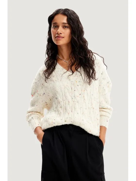 Desigual Πουλόβερ · Λευκό · Regular Fit