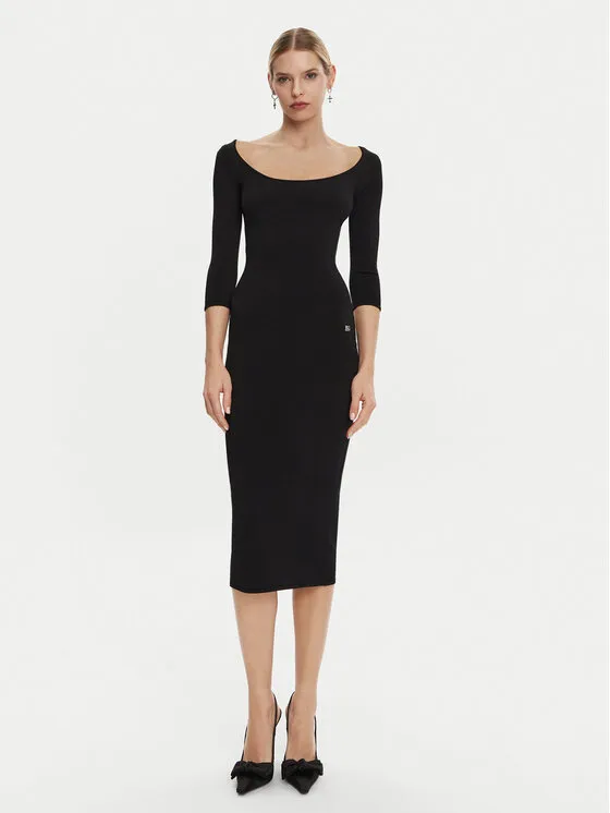 Φόρεμα υφασμάτινο · Μαύρο · Midi