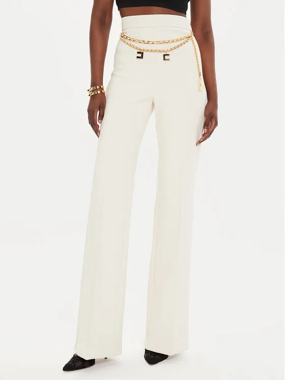 Elisabetta Franchi Παντελόνι Palazzo · Εκρού · Regular Fit