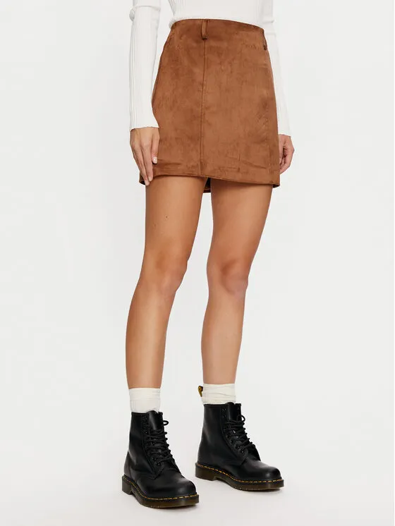 Gina Tricot Φούστα από απομίμηση δέρματος · Καφέ · Mini