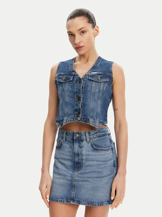 Guess Jeans Γιλέκο · Σκούρο μπλε