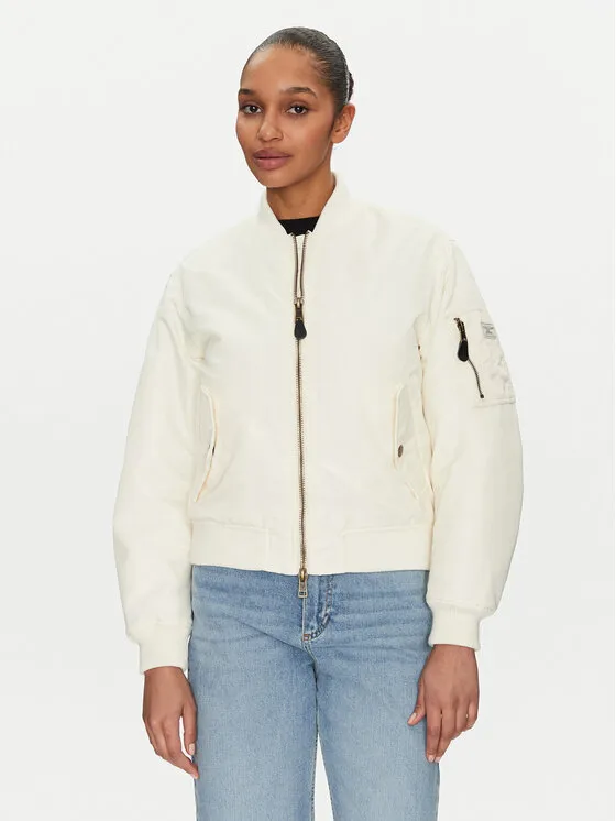 Guess Jeans Μπόμπερ μπουφάν · Εκρού