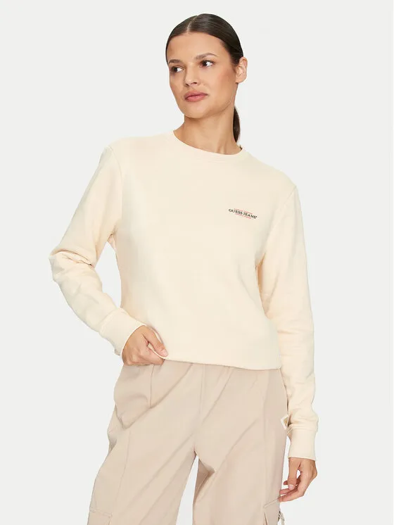 Guess Jeans Μπλούζα · Μπεζ · Regular Fit