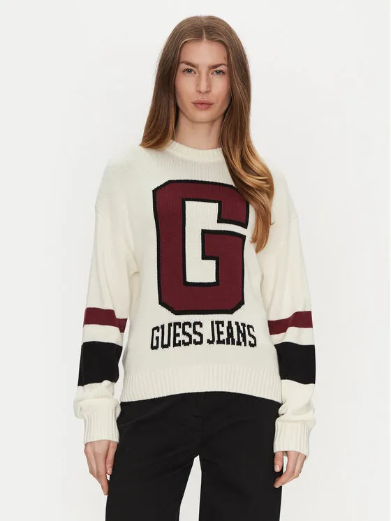 Guess Jeans Πουλόβερ · Λευκό · Regular Fit