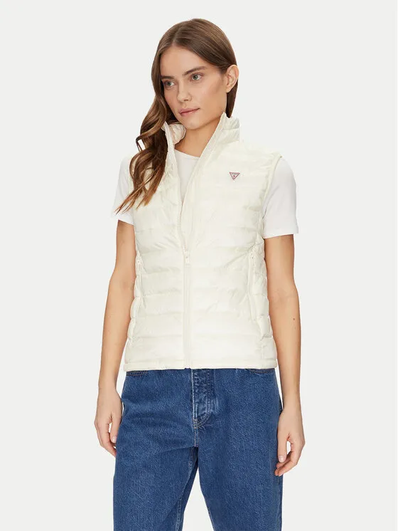Guess Jeans Αμάνικο Μπουφάν · Εκρού