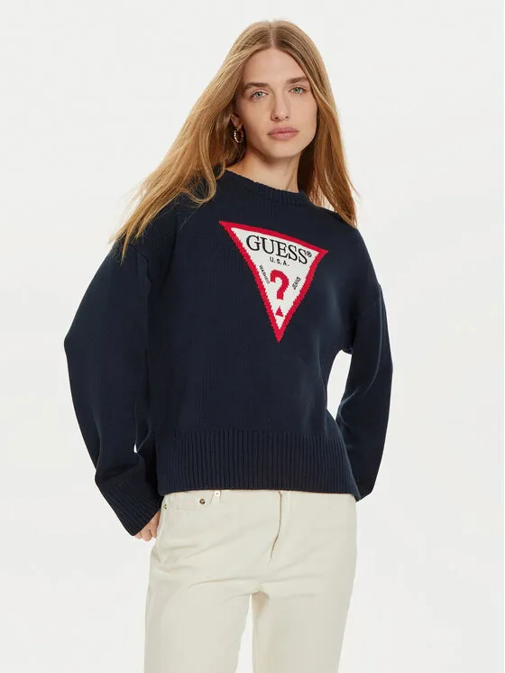 Guess Jeans Πουλόβερ · Σκούρο μπλε · Regular Fit