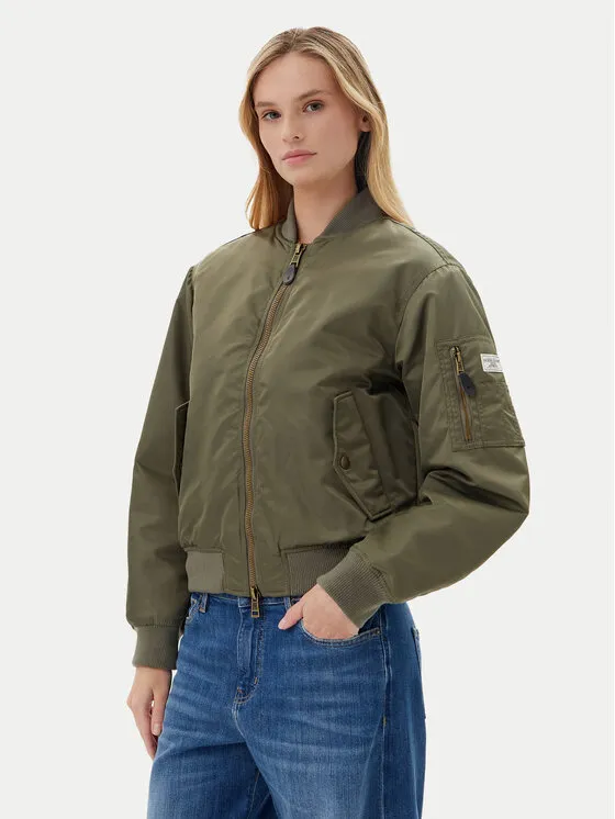 Guess Jeans Μπόμπερ μπουφάν · Χακί