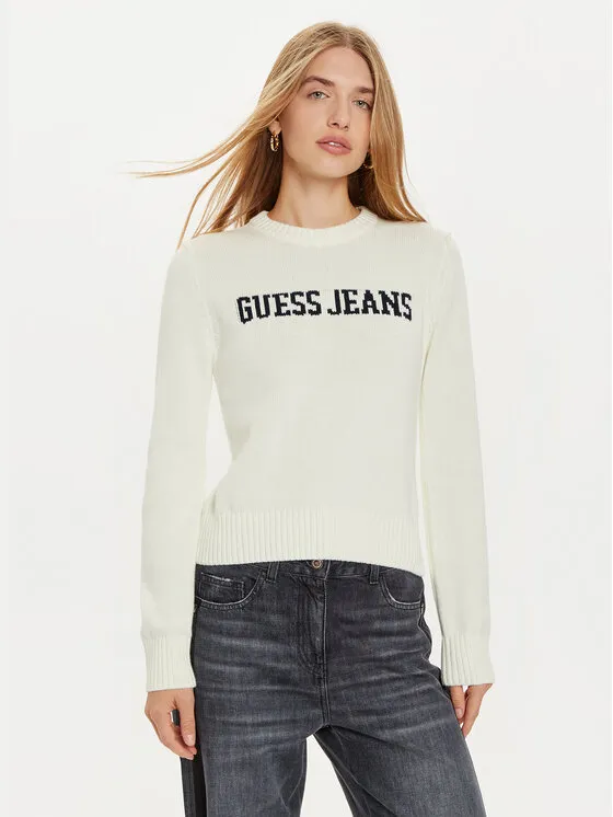 Guess Jeans Πουλόβερ · Λευκό · Regular Fit