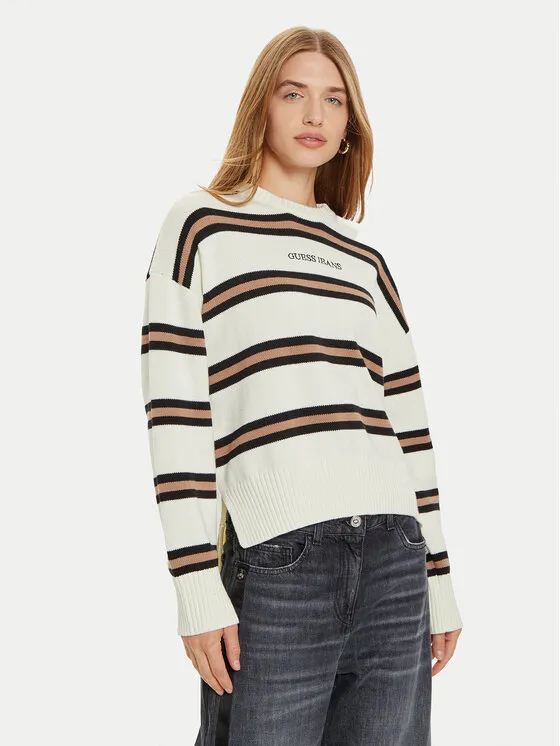 Guess Jeans Πουλόβερ · Λευκό · Regular Fit