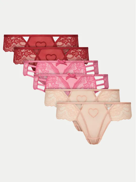 Hunkemöller Σετ 6 τεμάχια σλιπ brazil · Κόκκινο