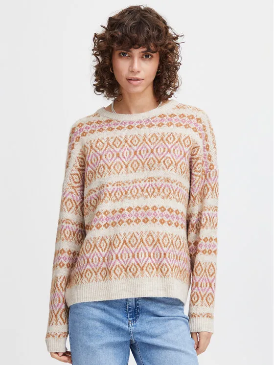 ICHI Πουλόβερ · Μπεζ · Regular Fit