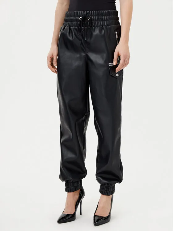 Karl Lagerfeld Jeans Παντελόνι από απομίμηση δέρματος · Μαύρο · Regular Fit