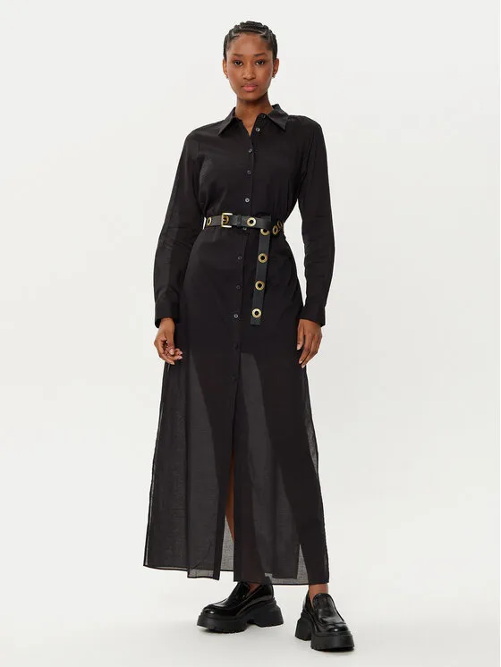 Φόρεμα πουκάμισο · Μαύρο · Maxi