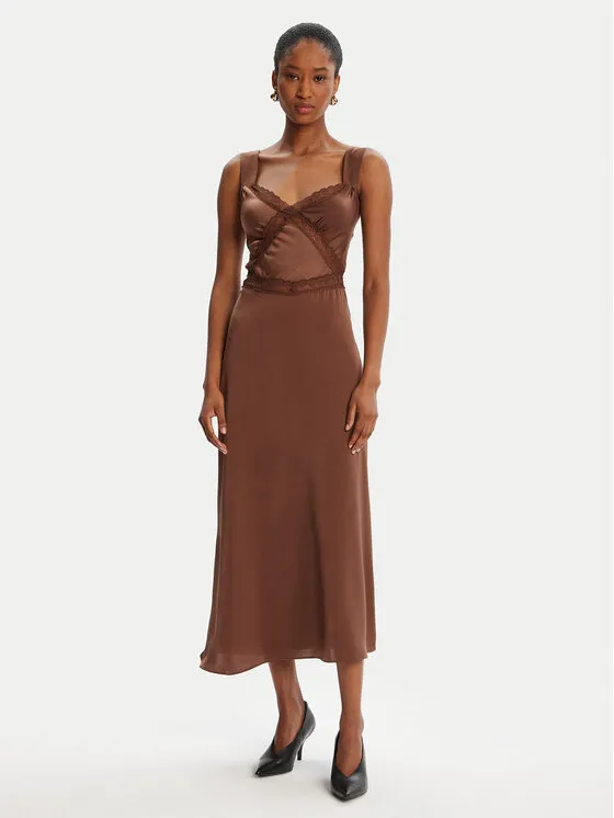 Φόρεμα κοκτέιλ · Καφέ · Midi