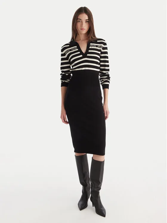 Φόρεμα υφασμάτινο · Μαύρο · Midi