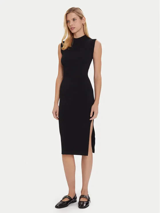 Φόρεμα υφασμάτινο · Μαύρο · Midi