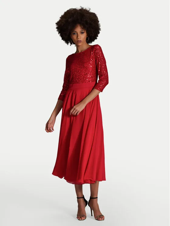 Φόρεμα κοκτέιλ · Κόκκινο · Midi
