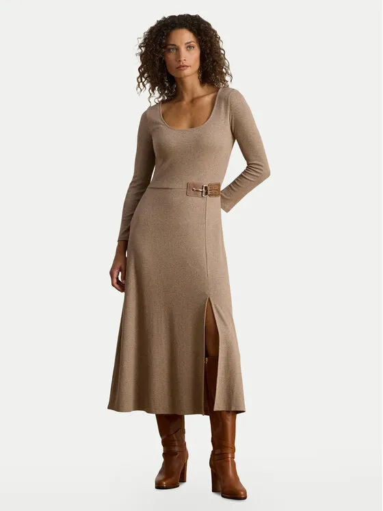 Φόρεμα υφασμάτινο · Μπεζ · Midi