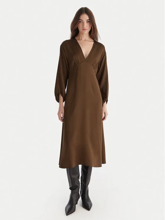 Φόρεμα κοκτέιλ · Καφέ · Midi