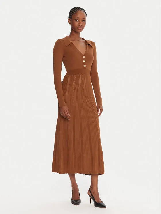 Φόρεμα υφασμάτινο · Καφέ · Midi