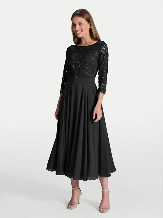 Φόρεμα κοκτέιλ · Μαύρο · Midi