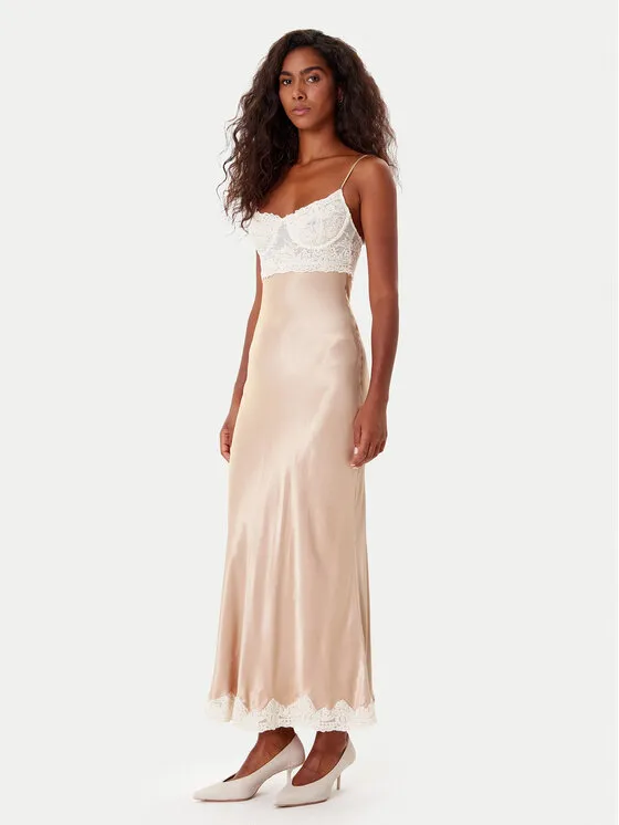 Φόρεμα κοκτέιλ · Μπεζ · Midi