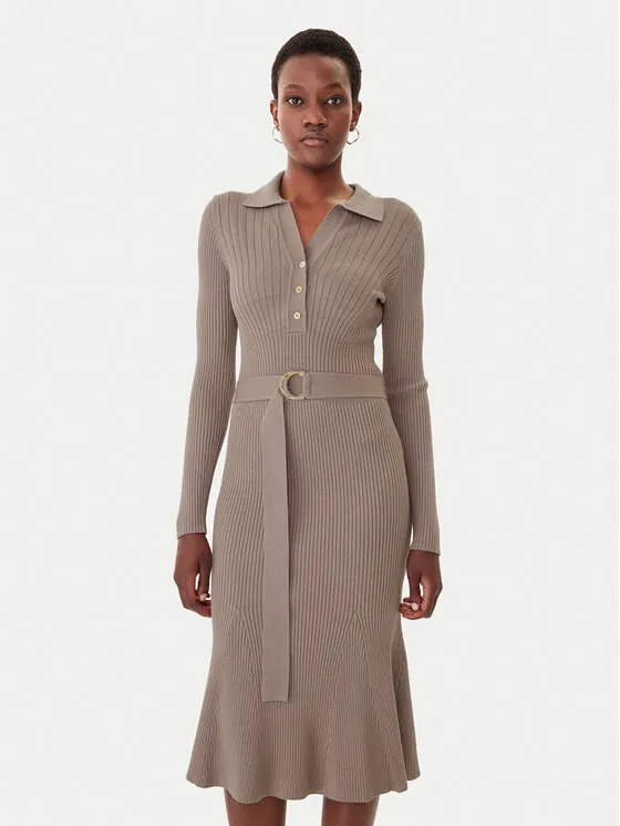 Φόρεμα υφασμάτινο · Μπεζ · Midi