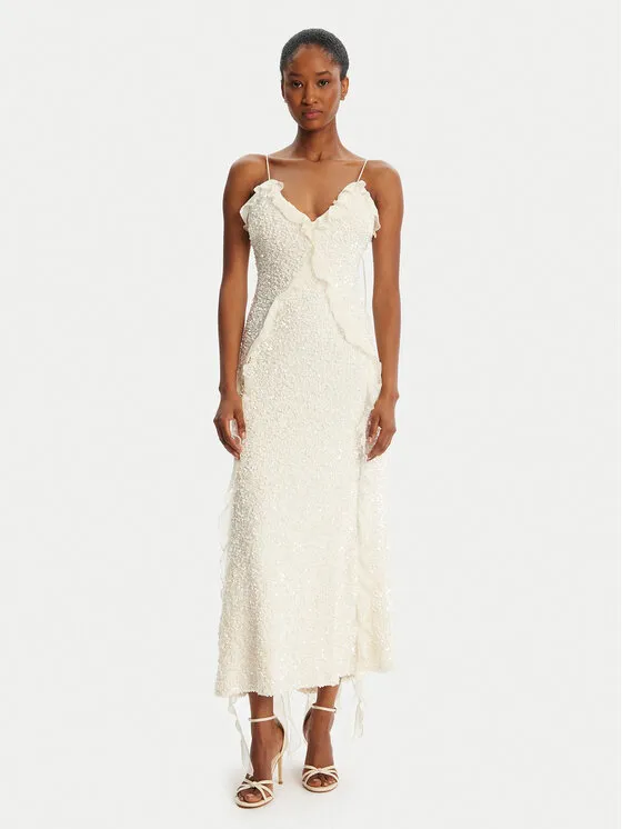 Φόρεμα κοκτέιλ · Εκρού · Midi