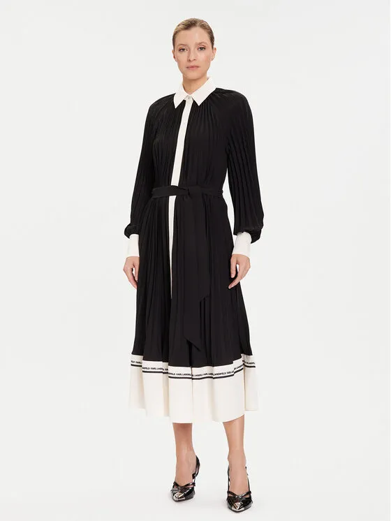 Φόρεμα πουκάμισο · Μαύρο · Midi