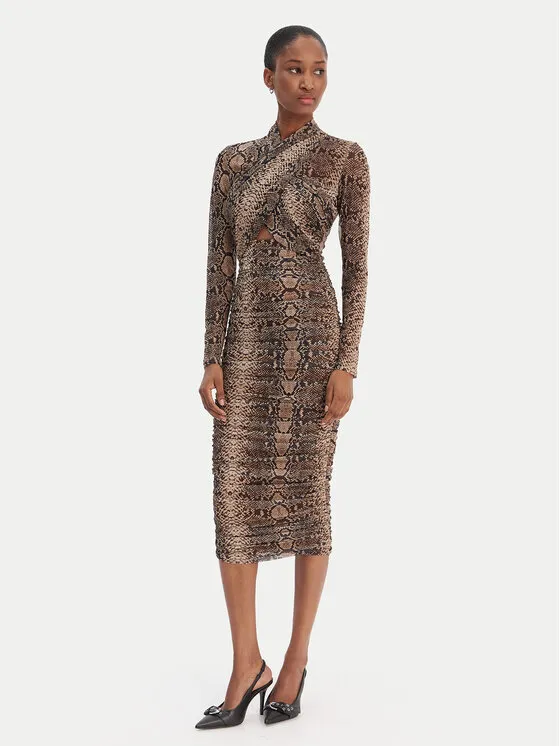 Φόρεμα κοκτέιλ · Καφέ · Midi