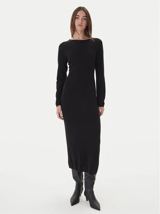 Φόρεμα υφασμάτινο · Μαύρο · Midi