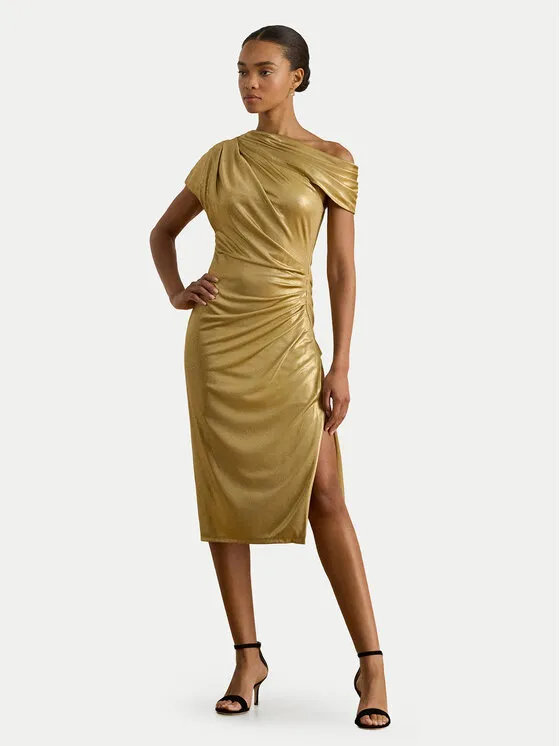 Φόρεμα κοκτέιλ · Χρυσό · Midi