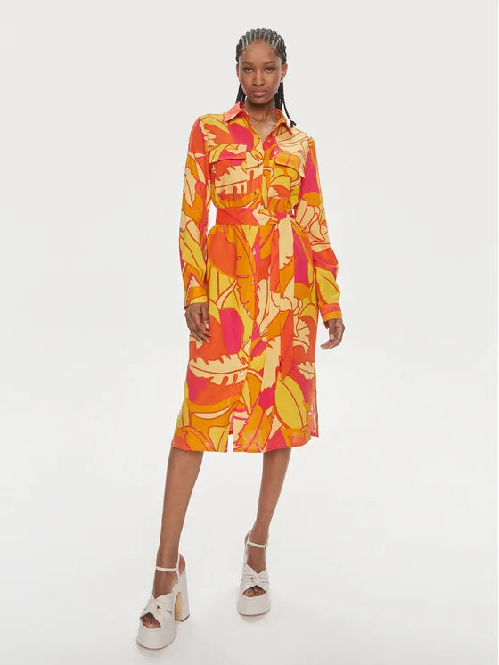 Φόρεμα πουκάμισο · Πορτοκαλί · Midi