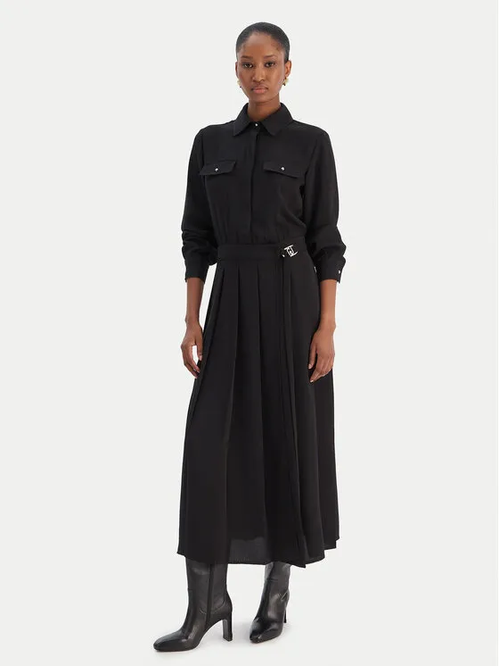 Φόρεμα πουκάμισο · Μαύρο · Midi