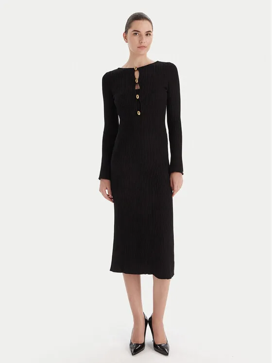 Φόρεμα υφασμάτινο · Μαύρο · Midi