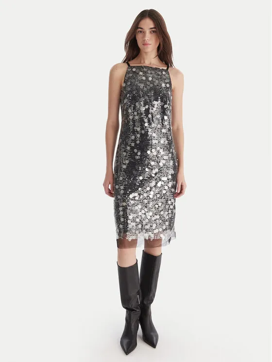 Φόρεμα κοκτέιλ · Ασημί · Midi