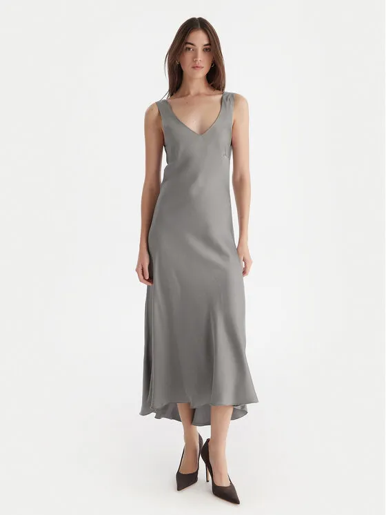 Φόρεμα κοκτέιλ · Γκρι · Midi