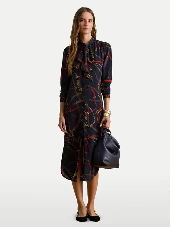 Φόρεμα πουκάμισο · Σκούρο μπλε · Midi