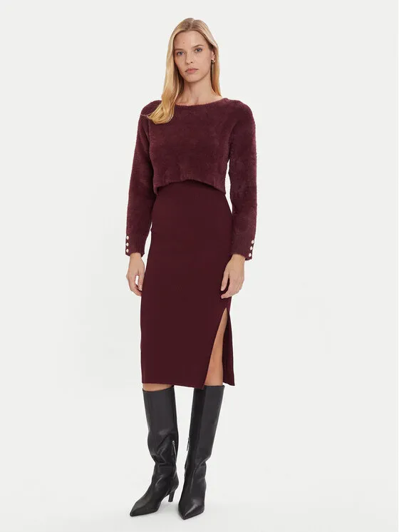 Φόρεμα υφασμάτινο · Μπορντό · Midi