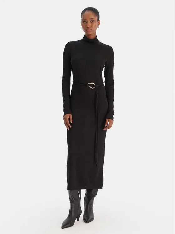 Φόρεμα υφασμάτινο · Μαύρο · Midi