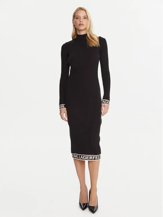 Φόρεμα υφασμάτινο · Μαύρο · Midi