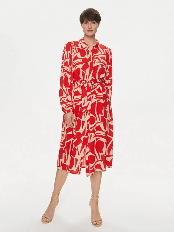 Φόρεμα πουκάμισο · Κόκκινο · Midi