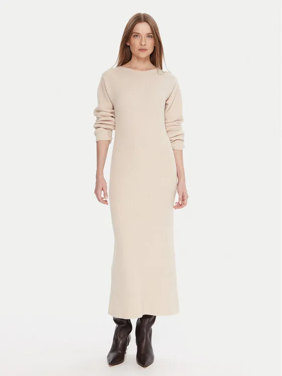 Φόρεμα υφασμάτινο · Μπεζ · Midi
